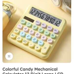 Colorful Candy Mechanical Calculator 12 Digit Large LCD Display with Solar