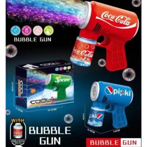 Kids Automatic Bubble Gun Toy, Soda Can Design Bubble Blaster with LED Lights, 6-Hole Rotating Nozzle, Electric Bubble Machine for Outdoor Play, Birthday & Summer Toys